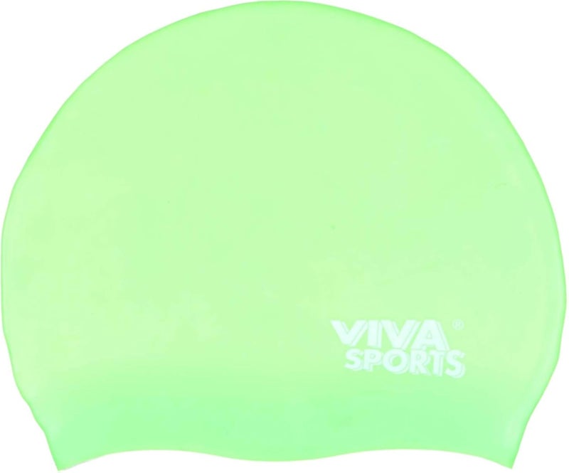 Viva Sports Silicone Swimming Cap for Kids in Zipper Bag Light Green