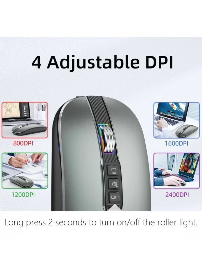 arizone S09 Wireless Mouse, Rechargeable Wireless Silent Mouse, 2.4G Portable USB 2400 Dpi Optical Wireless Computer Mouse with USB Receiver - Image 3