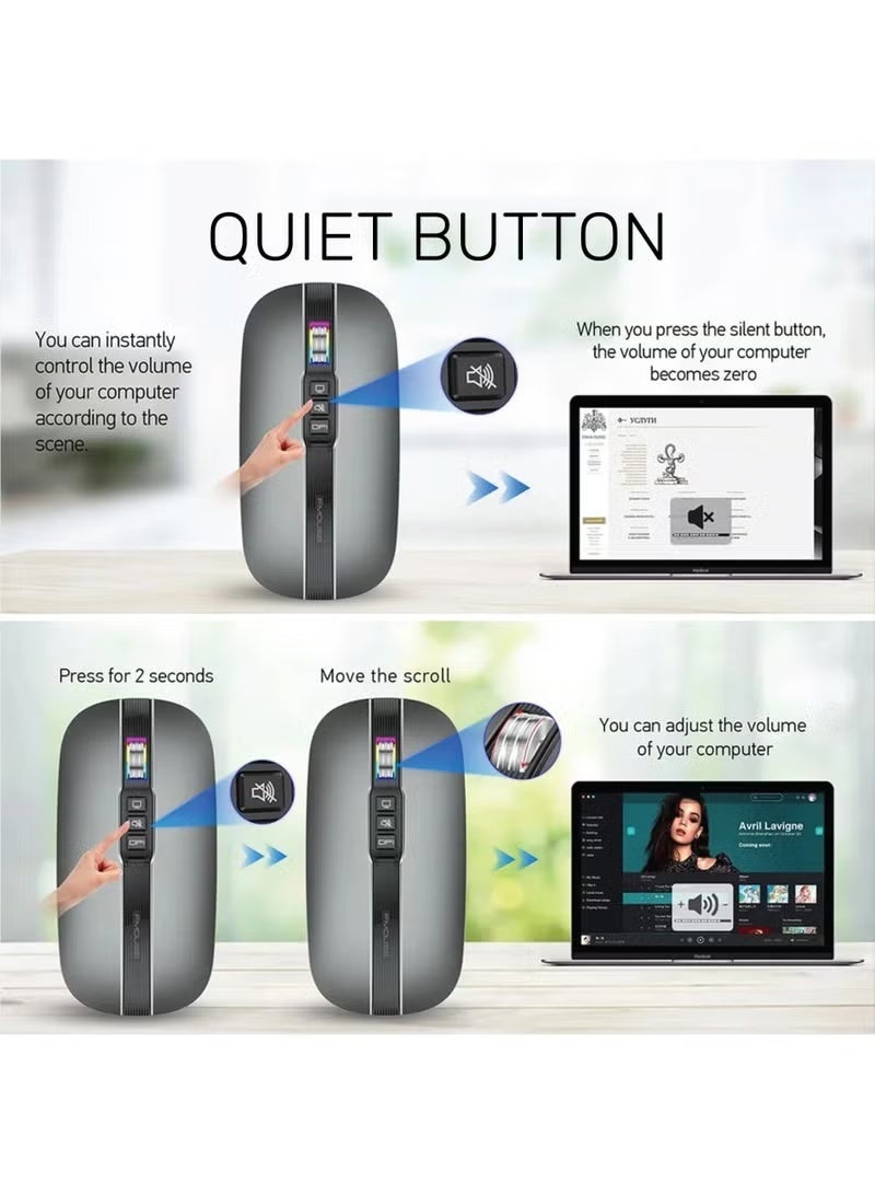 arizone S09 Wireless Mouse, Rechargeable Wireless Silent Mouse, 2.4G Portable USB 2400 Dpi Optical Wireless Computer Mouse with USB Receiver - Image 5