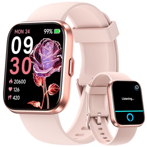 aeac Smart Watches for Women, Alexa Built-in Fitness Watch with 1.8" LCD Screen & Bluetooth Call (Make/Answer), Heart Rate/SpO2/Sleep Monitor, 100 Sports, IP68 Waterproof Smartwatch for Apple Android - Image 1