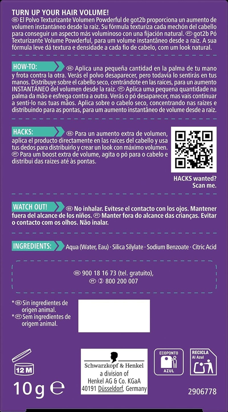 Got2B Schwarzkopf Powder'ful Volumizing Styling Powder, 10g - Instant Volume & Root Boost - Image 4