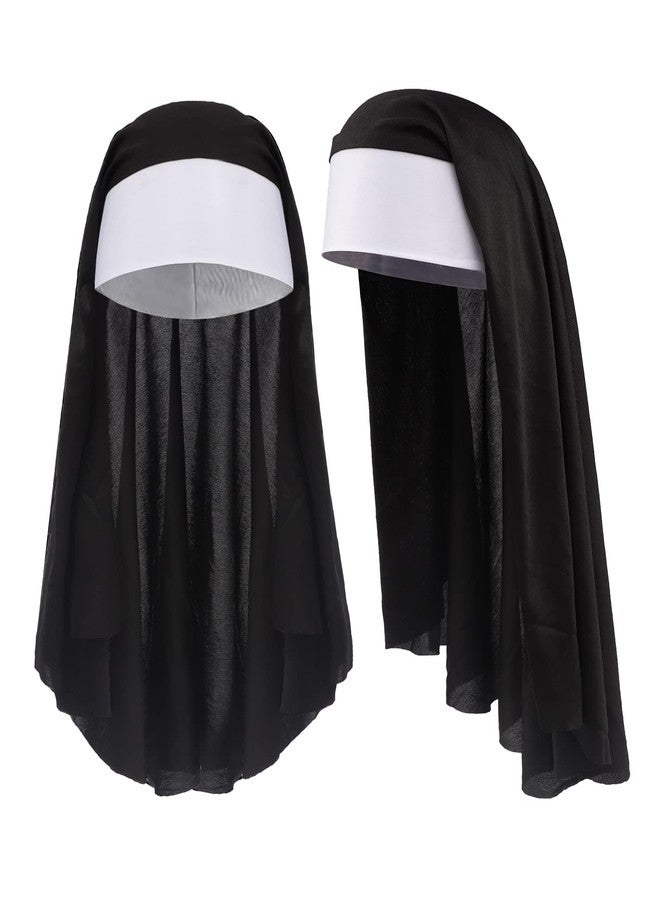 Clobeau Halloween Nun Costume Women's Kerchief Headpiece Headband Stocking Sets Hat Knee Thigh High Socks Cosplay Carnival Theme Party Outfit Zombie Evil Dress up Accessory - Image 3