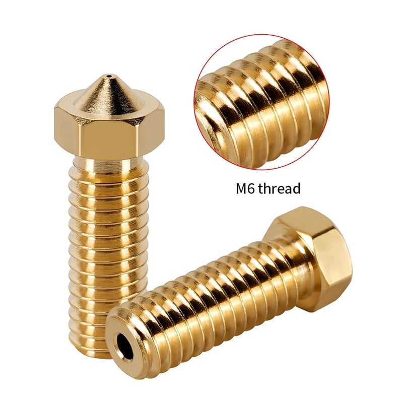5 Pcs Brass 3D Printer Volcano Nozzles 0.6mm 1.75mm Filament Hotend Nozzle - Image 3