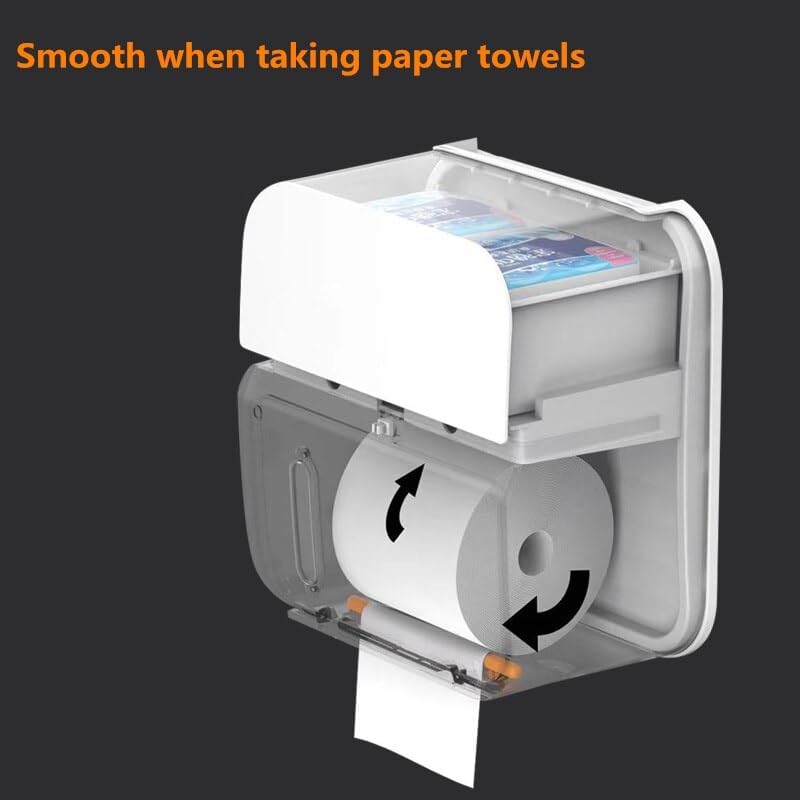 KEETII MART KEETII MART Suitable for All Kinds of Pumping Paper, Toilet Paper, Roll,Tissue Box Cover Rectangular Waterproof Wall-Mounted Non-Perforated Tissue Box, ABS Material  - Image 3
