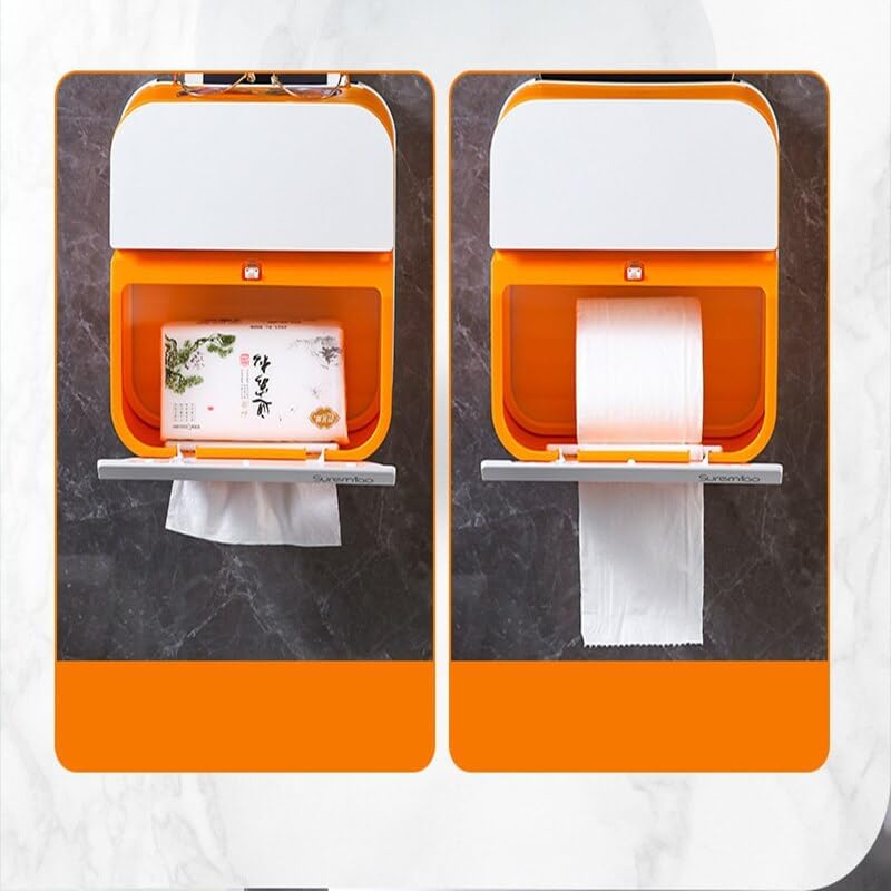KEETII MART KEETII MART Suitable for All Kinds of Pumping Paper, Toilet Paper, Roll,Tissue Box Cover Rectangular Waterproof Wall-Mounted Non-Perforated Tissue Box, ABS Material  - Image 5