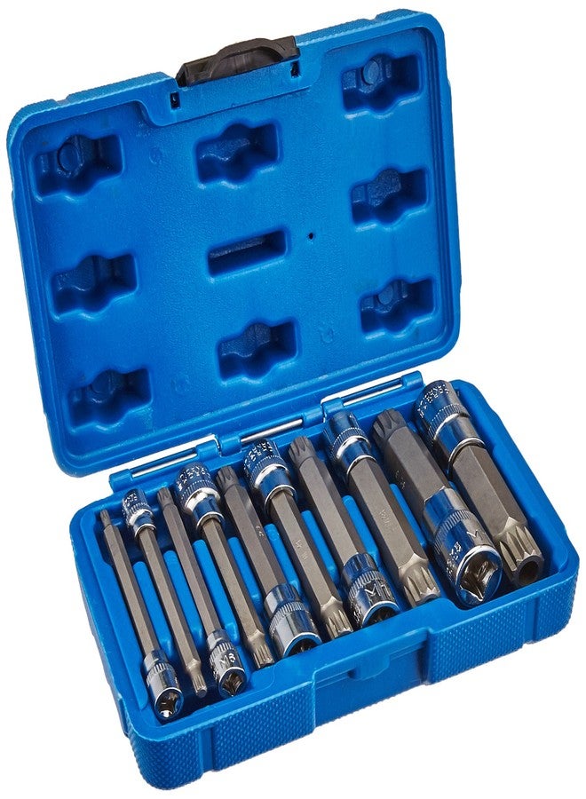 vector tools J&R Quality Tools 4-Inch Extra Long XZN Triple Square Spline Bit Socket Set, S2 Steel | 10-Piece Set - Image 2
