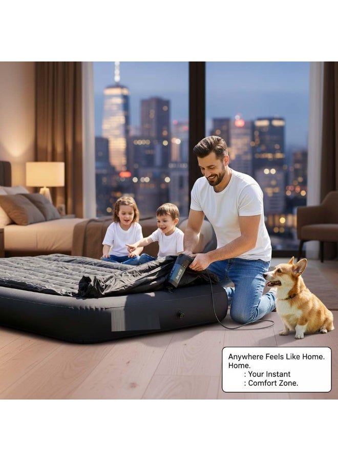 ELTRAZONE TB-3002 Air Mattress Full Size with Built-in Electric Pump, 3-Minute Quick Self-Inflating Double Air Bed for Home, Guests, Camping & Travel, Comfortable Raised Inflatable Mattress - Image 2