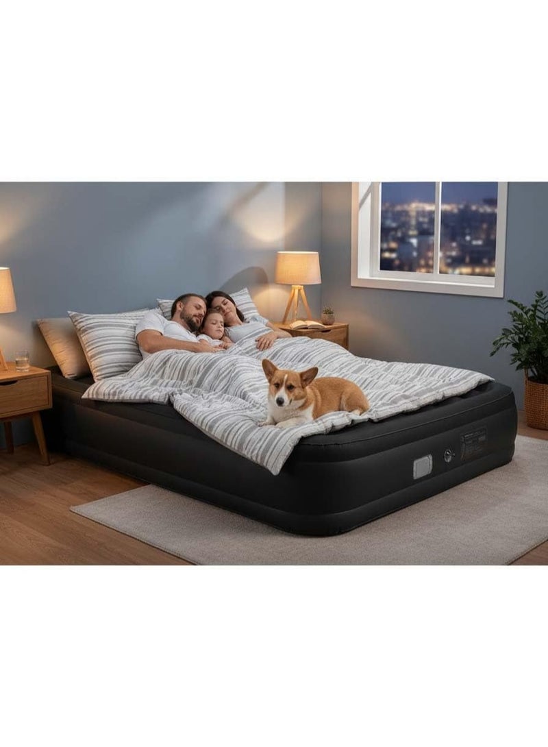 ELTRAZONE TB-3002 Air Mattress Full Size with Built-in Electric Pump, 3-Minute Quick Self-Inflating Double Air Bed for Home, Guests, Camping & Travel, Comfortable Raised Inflatable Mattress - Image 4