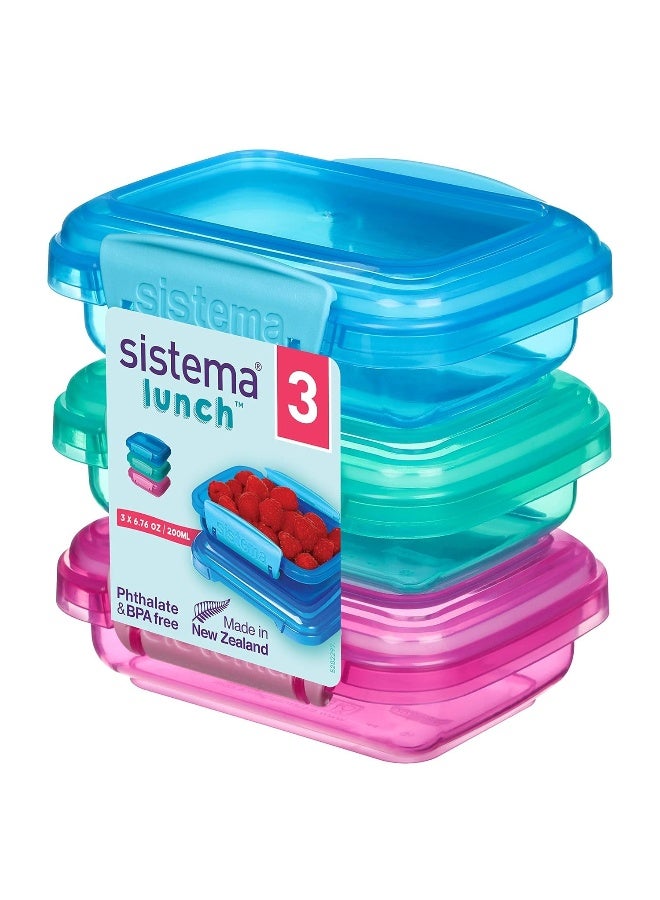 Sistema Lunch Collection Food Storage Containers, 6.7 oz./0.2 L, Pink/Green/Blue, 3 Count - Image 1