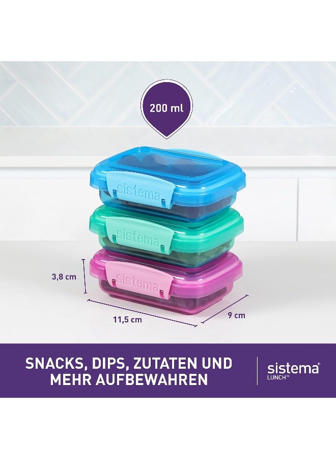 Sistema Lunch Collection Food Storage Containers, 6.7 oz./0.2 L, Pink/Green/Blue, 3 Count - Image 3