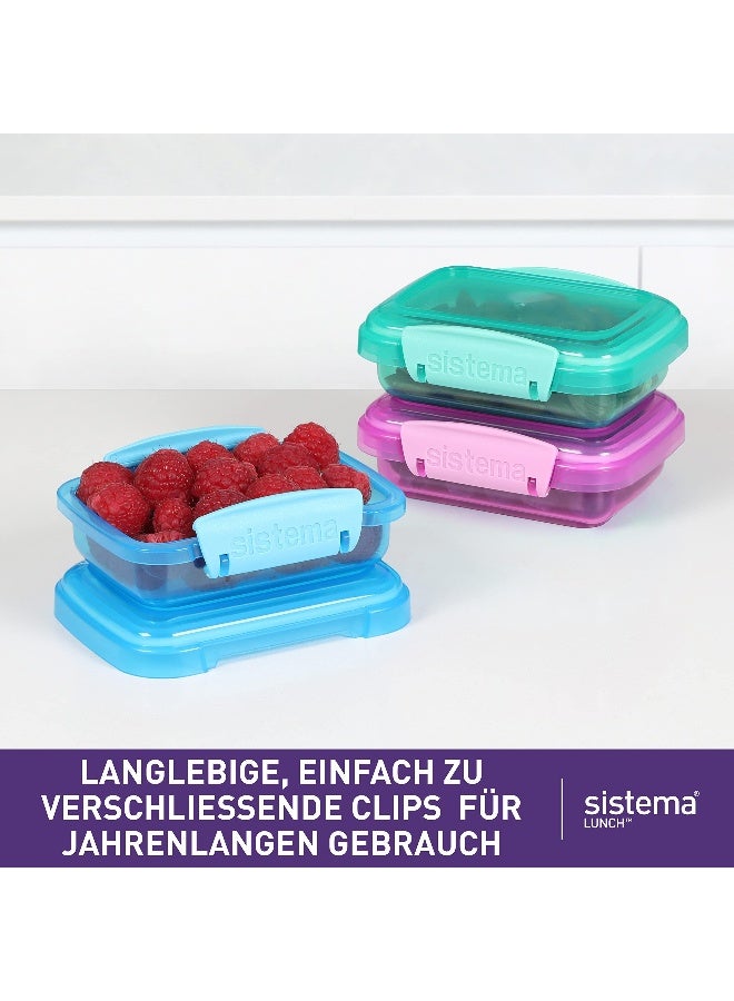 Sistema Lunch Collection Food Storage Containers, 6.7 oz./0.2 L, Pink/Green/Blue, 3 Count - Image 2