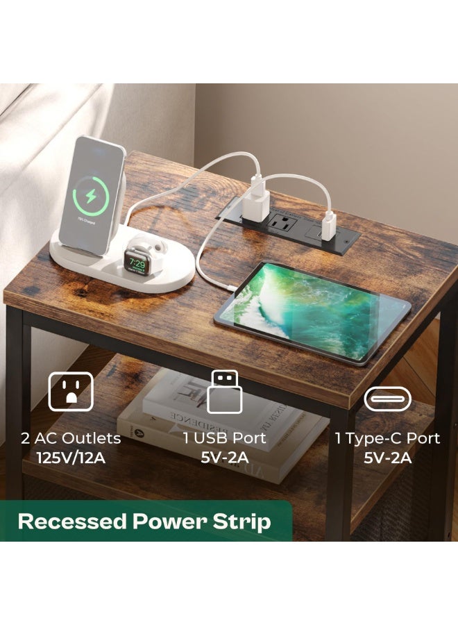 Sharpdo Bedroom with Charging Socket Bedside Table/Living Room Sofa Mobile Power Supply, Non-Woven Storage Side Table 40*30*60cm - Image 2