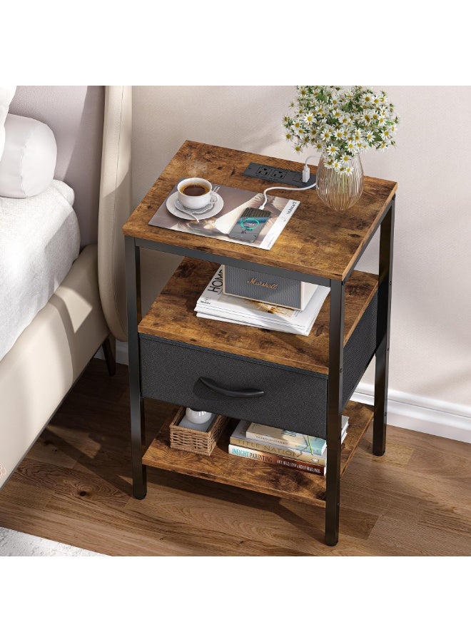 Sharpdo Bedroom with Charging Socket Bedside Table/Living Room Sofa Mobile Power Supply, Non-Woven Storage Side Table 40*30*60cm - Image 4