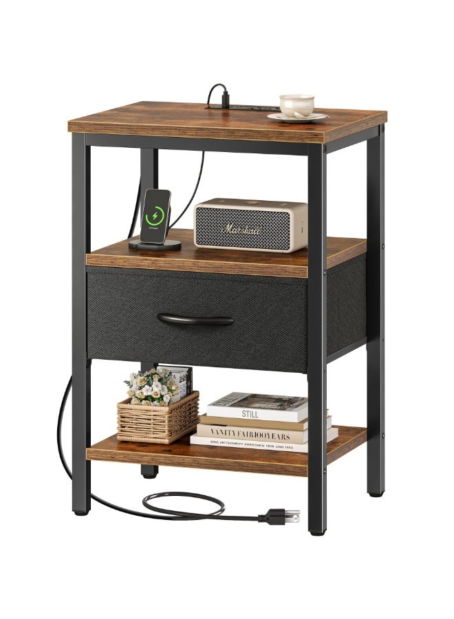 Sharpdo Bedroom with Charging Socket Bedside Table/Living Room Sofa Mobile Power Supply, Non-Woven Storage Side Table 40*30*60cm - Image 1