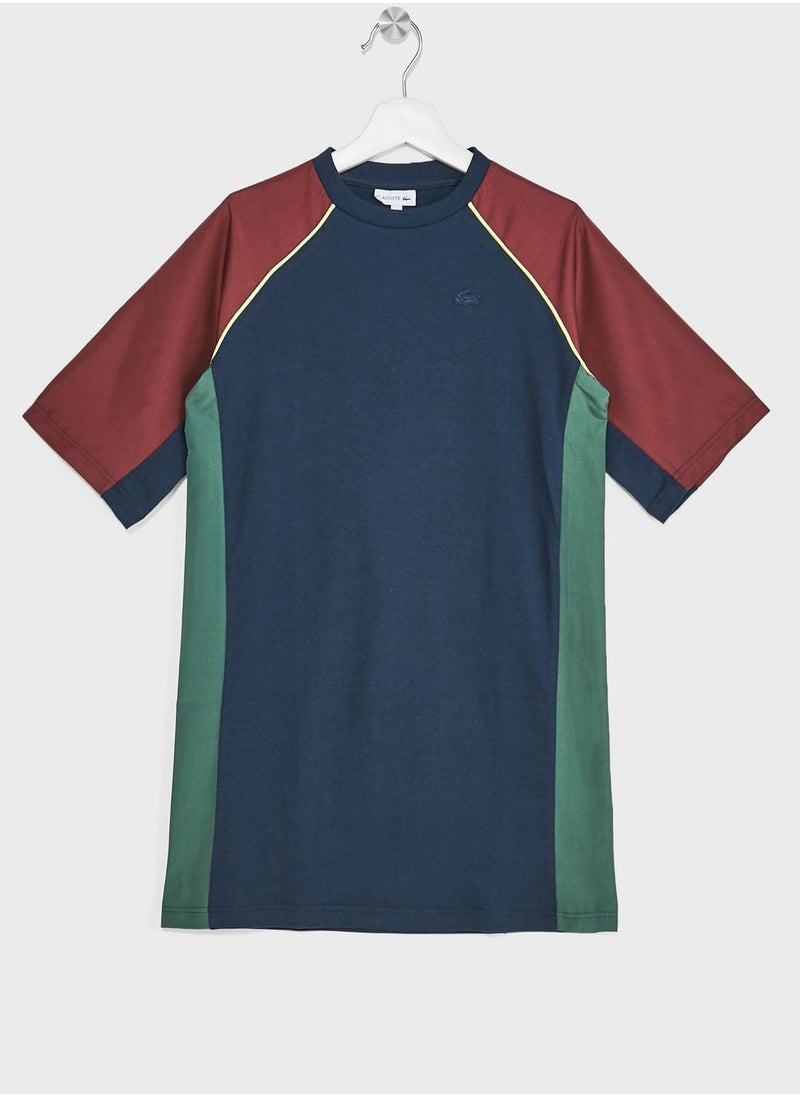 LACOSTE - Kids Color Block Round Neck T-Shirt - Image 1