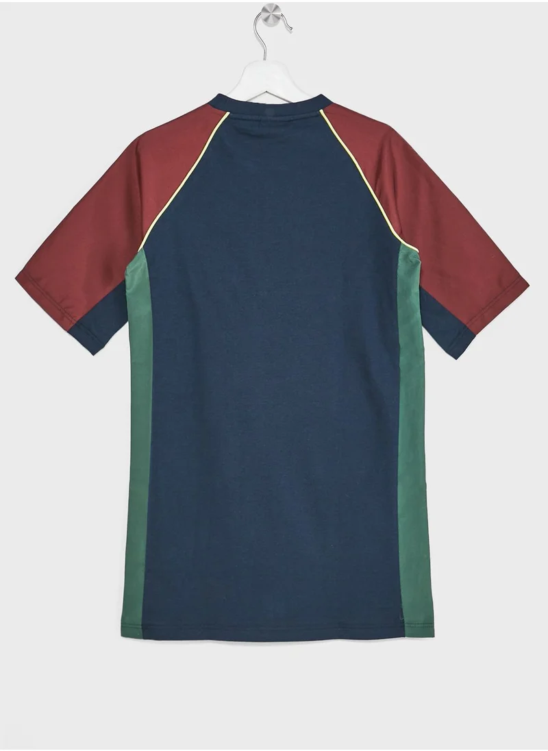 LACOSTE Kids Color Block Round Neck T-Shirt