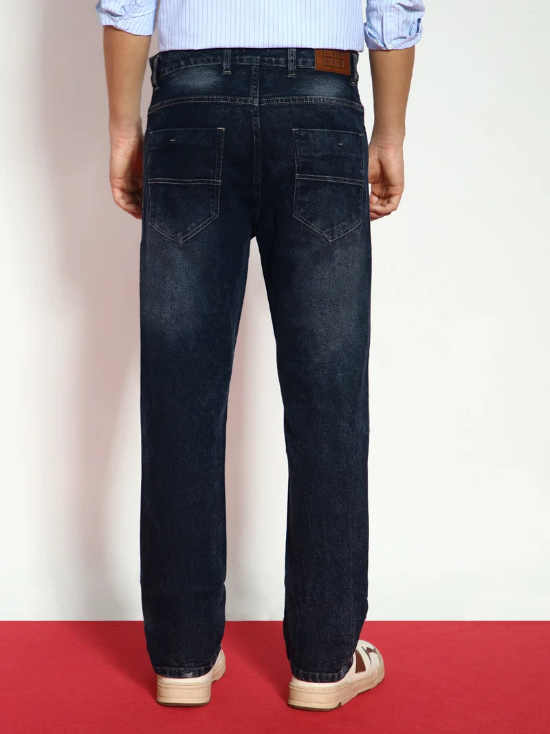 Urbano Fashion  Urbano Fashion Men's Dark Grey Straight Fit Washed Jeans Stretchable for Men | Best Price UAE