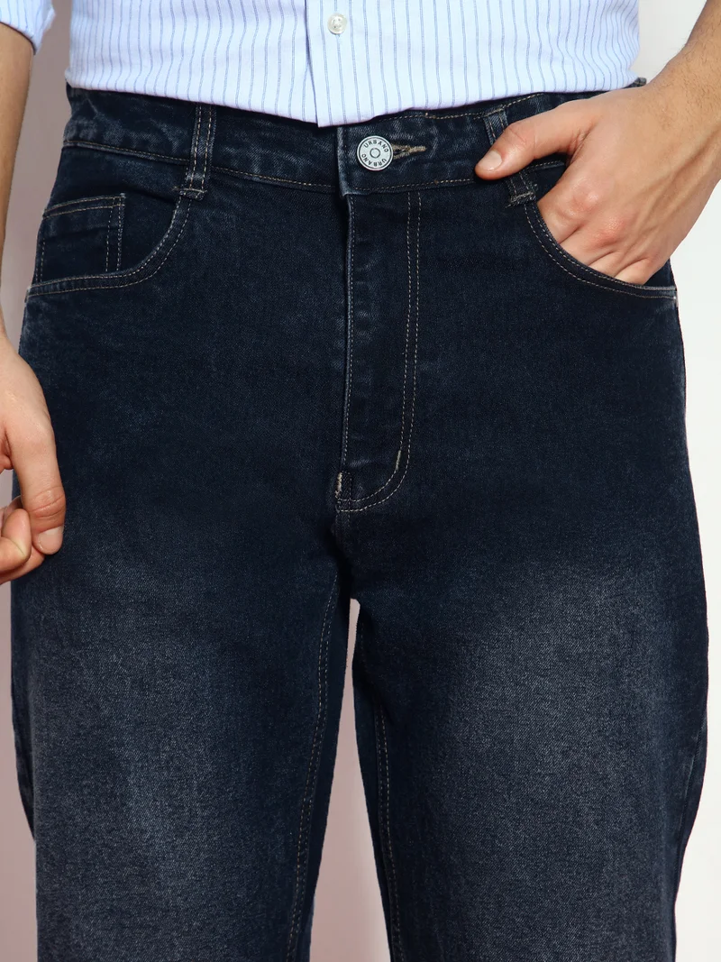 Urbano Fashion  Urbano Fashion Men's Dark Grey Straight Fit Washed Jeans Stretchable for Men | Best Price UAE