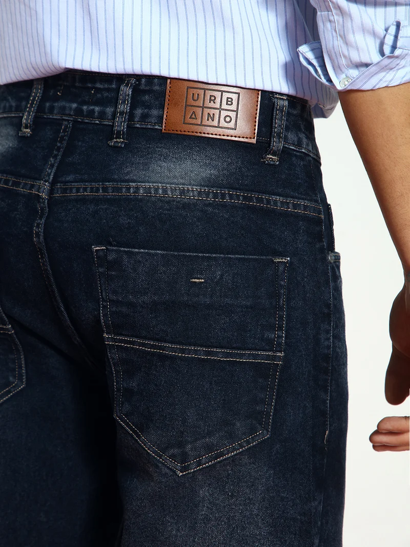 Urbano Fashion  Urbano Fashion Men's Dark Grey Straight Fit Washed Jeans Stretchable for Men | Best Price UAE