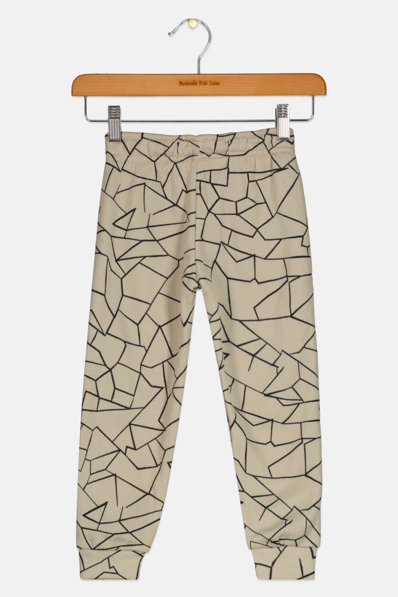 Originals by Brooklyn Cloth Toddlers Boy Drawstring Allover Print Jogger Pants, Beige - Image 2
