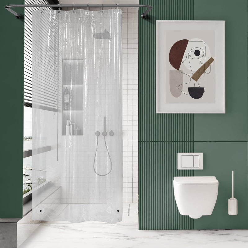 AmazerBath Small Shower Curtain Liner 36x72 Stall Plastic Clear Shower Curtain Liner PEVA Cute Narrow Shower Liner Stand Up Shower Curtain Liners with 2 Magnets and 6 Rustproof Grommet Holes