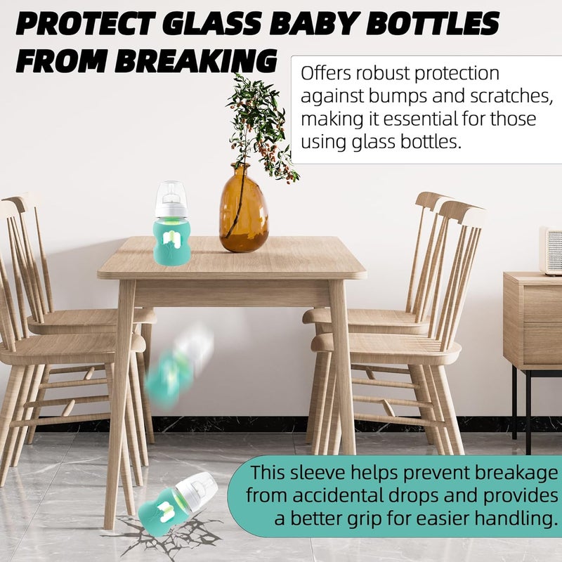LuQiBabe 2Pack 5 oz Silicone Baby Bottle Sleeves Compatible with Dr Browns Natural Glass Bottles DishwasherSafe AntiColic Baby Bottle Covers for Dr Brown WideNeck Glass Bottles - Image 4