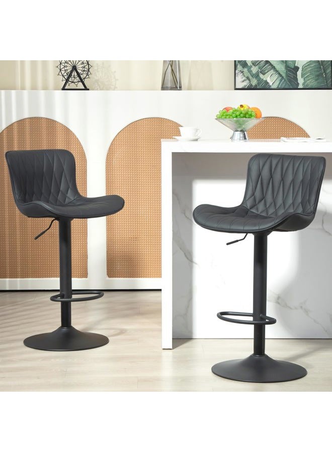 Finnhomy Bar Stools Set of 2, Modern 360° Swivel Faux Leather Bar Stools, 24"-32.5" Seat Height with Back, 330 lbs Capacity, SGS Gas Lift, Upholstered Kitchen Chairs for Kitchen Island, Black - Image 4