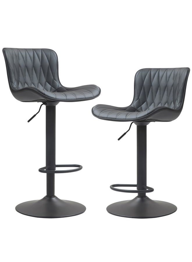 Finnhomy Bar Stools Set of 2, Modern 360° Swivel Faux Leather Bar Stools, 24"-32.5" Seat Height with Back, 330 lbs Capacity, SGS Gas Lift, Upholstered Kitchen Chairs for Kitchen Island, Black - Image 1
