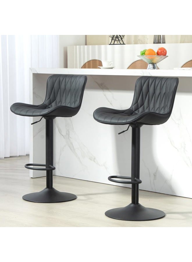 Finnhomy Bar Stools Set of 2, Modern 360° Swivel Faux Leather Bar Stools, 24"-32.5" Seat Height with Back, 330 lbs Capacity, SGS Gas Lift, Upholstered Kitchen Chairs for Kitchen Island, Black - Image 2