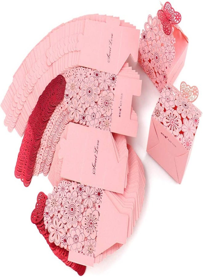 Flower Butterfly Hollow Candy Box, 50Pcs Mini Cookie Gift Boxes Butterfly Party Decoration Wedding Favors Chocolate Box for Wedding Bridal Birthday Party Supplies, European Wedding Candy Box - Image 1