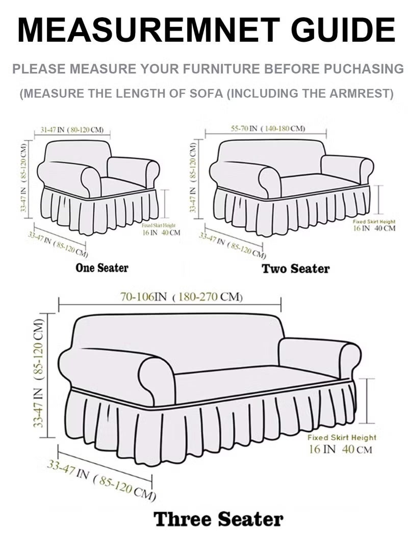 Sofa Cover 4-Pieces Set of 7-Seater (3+2+1+1) Super Stretchable Anti-Wrinkle Slip Resistant Furniture Protector - Image 3
