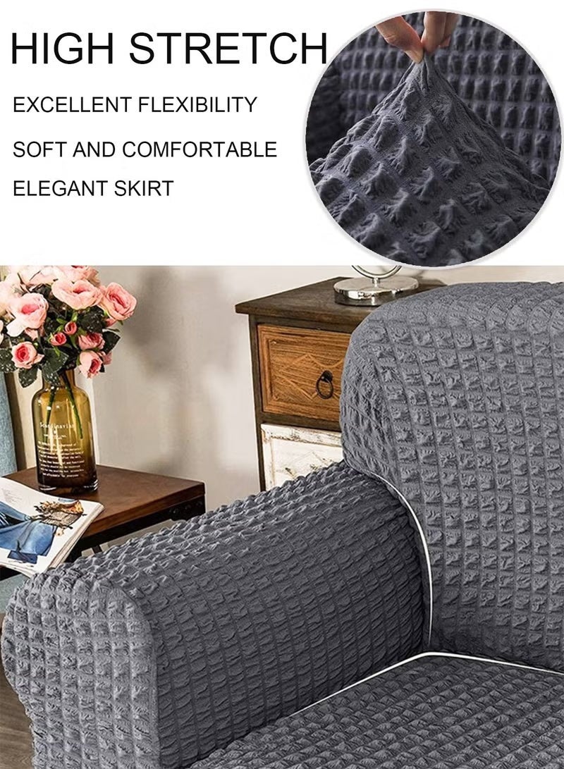 Sofa Cover 4-Pieces Set of 7-Seater (3+2+1+1) Super Stretchable Anti-Wrinkle Slip Resistant Furniture Protector - Image 4