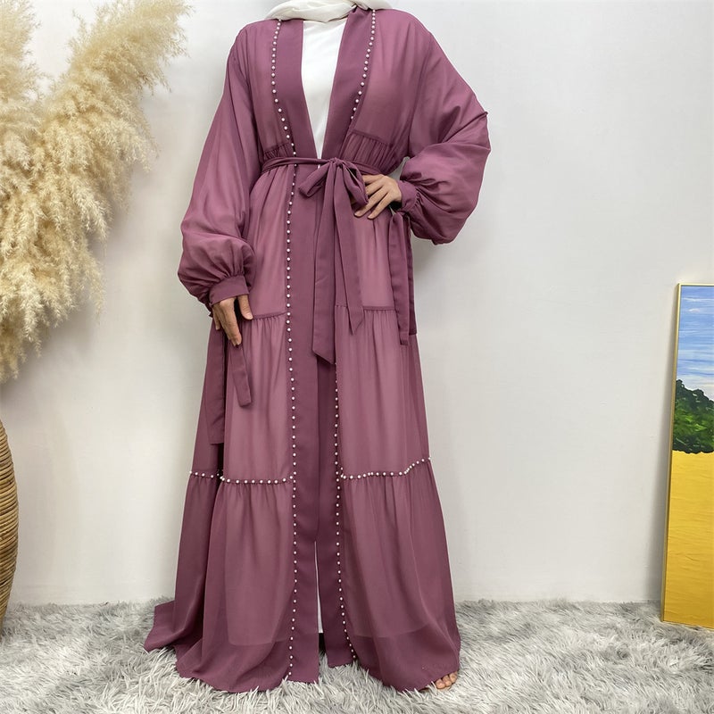 Fashion Long-Sleeve Slim-Fit Chiffon Beaded Cardigan - Image 1