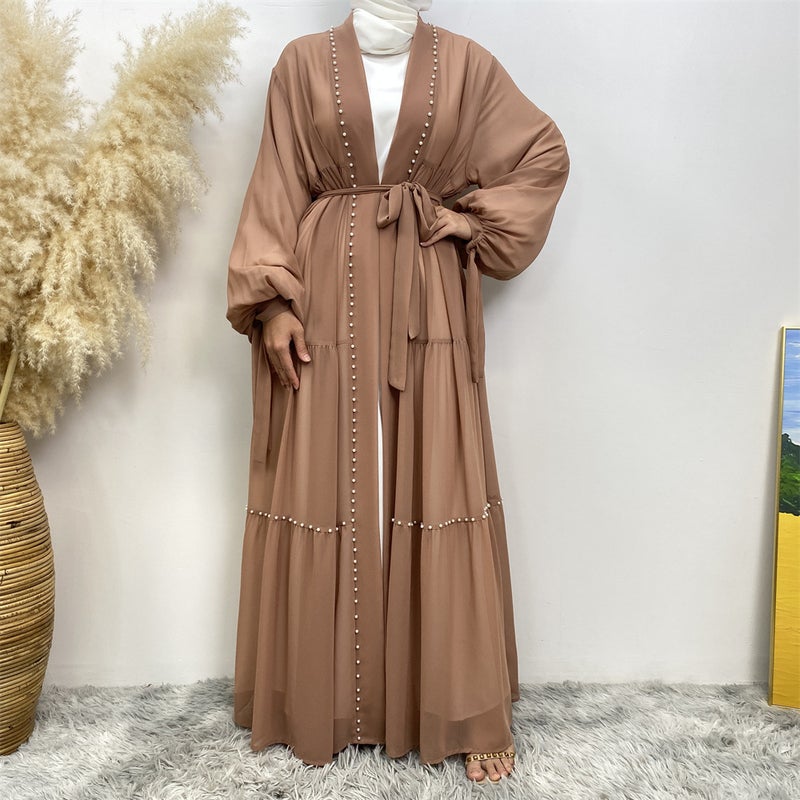 Fashion Long-Sleeve Slim-Fit Chiffon Beaded Cardigan - Image 4