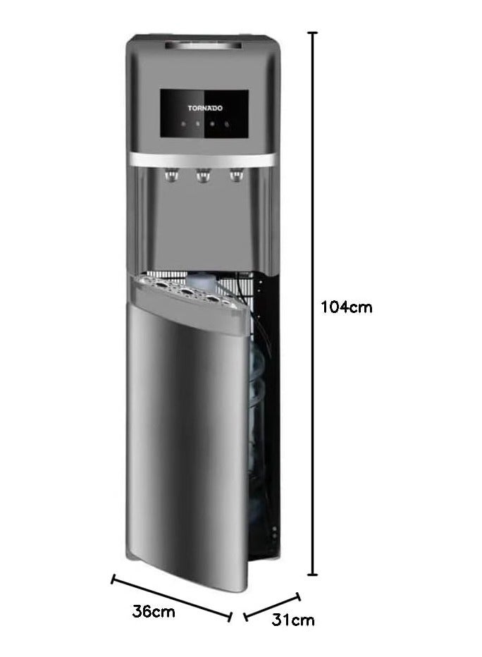 تورنيدو موزع مياه سعة 5.2 لتر مزود بعدد 3 صنابير ماء ساخن وبارد وعادي WDM-H40ADE-S فضي - Image 2