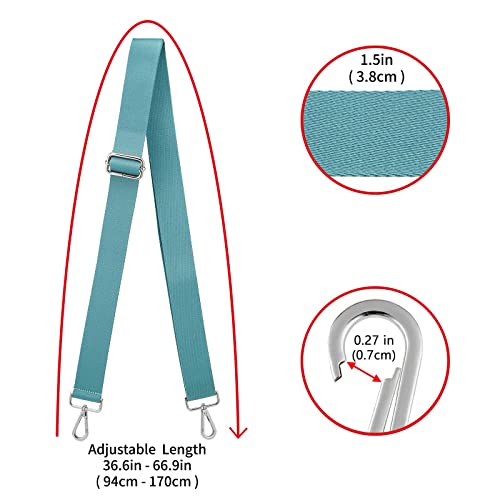 ZOOEASS Silvery Buckles Wide Shoulder Strap (Solid),Adjustable Replacement Belt Crossbody Canvas Bag Handbag (Jade) - Image 3