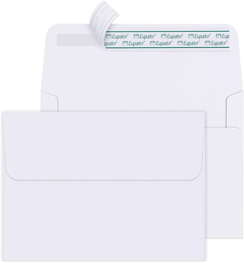 Eupako A6 White Envelopes 4x6, 250 Pack Self Seal Envelopes for 4x6 Cards, Photos, Invitations, Wedding, Graduation, Baby Shower, RSVP, 6.5 x 4.75 Inches - Image 1