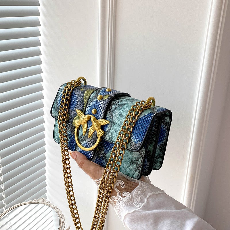 New Style Bag Women'S Contrast Color Snake Pattern Chain Underarm Shoulder Crossbody Trendy Bag Ladies Bag - Image 5