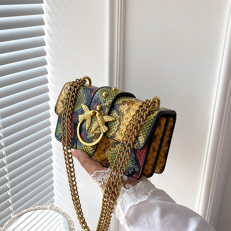 New Style Bag Women'S Contrast Color Snake Pattern Chain Underarm Shoulder Crossbody Trendy Bag Ladies Bag - Image 4