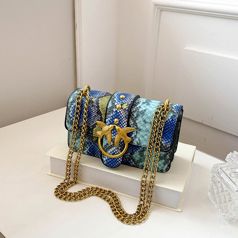 New Style Bag Women'S Contrast Color Snake Pattern Chain Underarm Shoulder Crossbody Trendy Bag Ladies Bag - Image 1