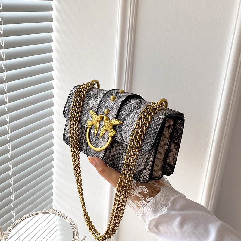 New Style Bag Women'S Contrast Color Snake Pattern Chain Underarm Shoulder Crossbody Trendy Bag Ladies Bag - Image 3