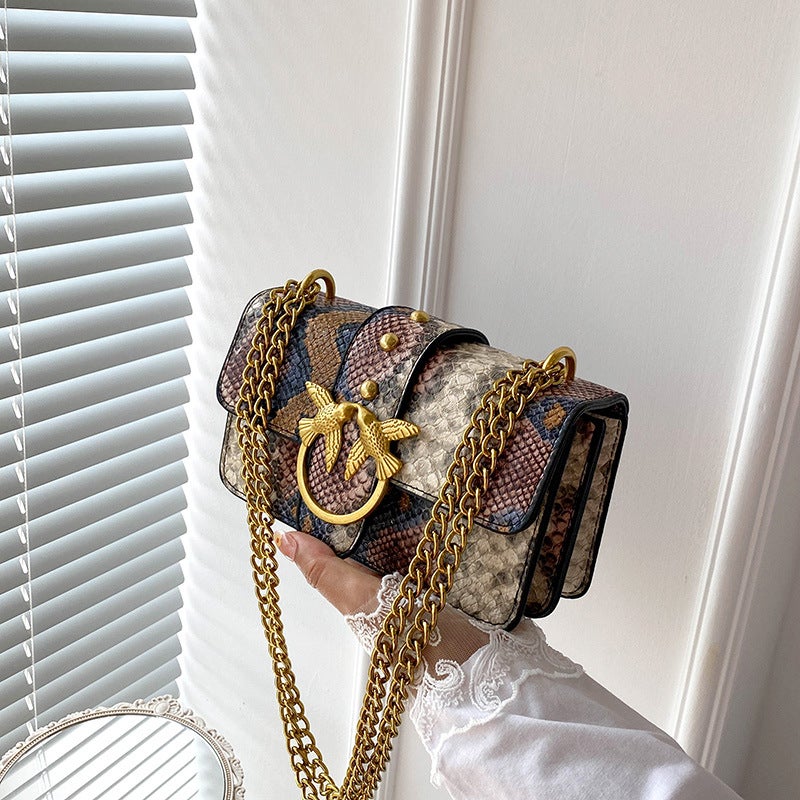 New Style Bag Women'S Contrast Color Snake Pattern Chain Underarm Shoulder Crossbody Trendy Bag Ladies Bag - Image 2