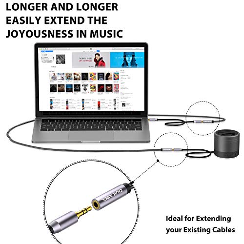 DUKABEL 3.5mm Female to Female Adapter Cable 4-Pole TRRS Coupler AUX Extension Cable [OFC Lossless Audio & Crystal-Nylon Braided] Aux Connector Stereo Jack - TopSeries (3.9ft / 120cm) - Image 2