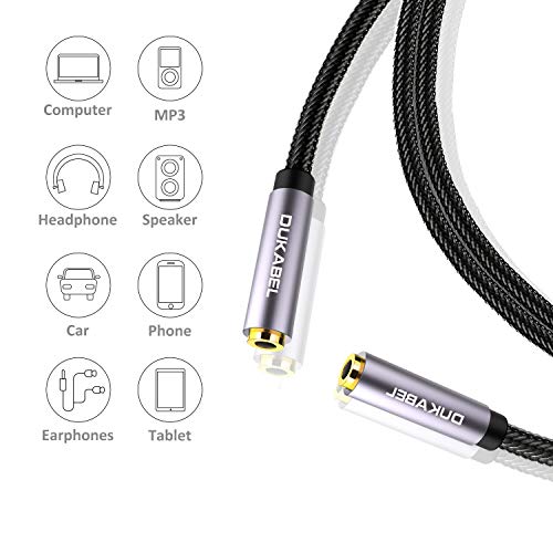DUKABEL 3.5mm Female to Female Adapter Cable 4-Pole TRRS Coupler AUX Extension Cable [OFC Lossless Audio & Crystal-Nylon Braided] Aux Connector Stereo Jack - TopSeries (3.9ft / 120cm) - Image 4