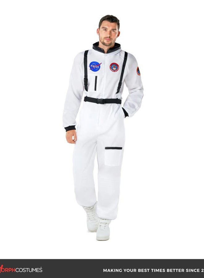 MORPH Astronaut Costume White Adult Spacesuit with Woven Tags & Adjustable Belts for Men & Women Dress Up - Image 2
