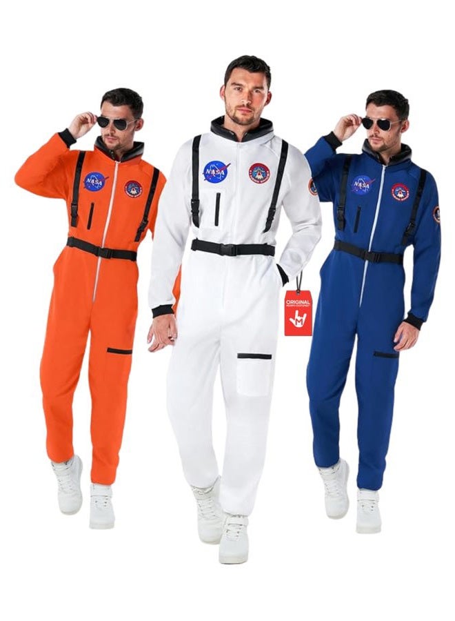 MORPH Astronaut Costume White Adult Spacesuit with Woven Tags & Adjustable Belts for Men & Women Dress Up - Image 1