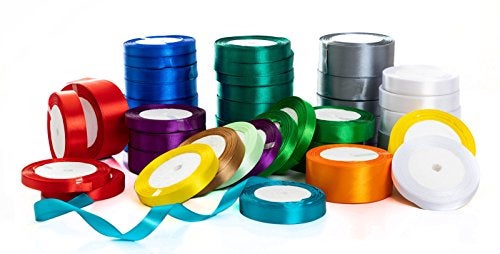 IRIDESCENT Solid Color Satin Fabric Ribbon (red, 1/2" x 25 Yards) - Image 3