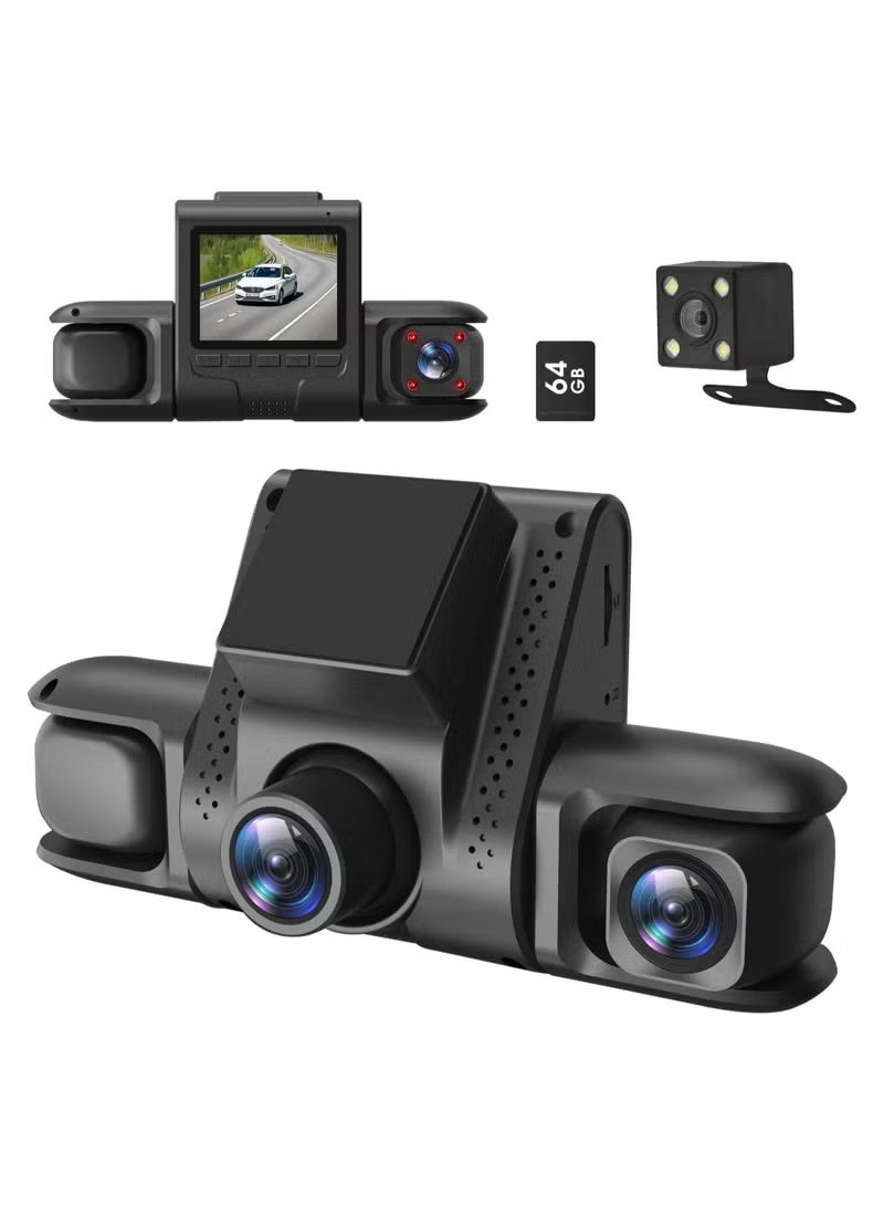 Denx 360° Car DVR Dash Cam – Full-Surround Video Recorder with Rear Camera, 24H Parking Monitor, Loop Recording, Night Vision, Front & Rear View Protection for Safe Driving - Image 1