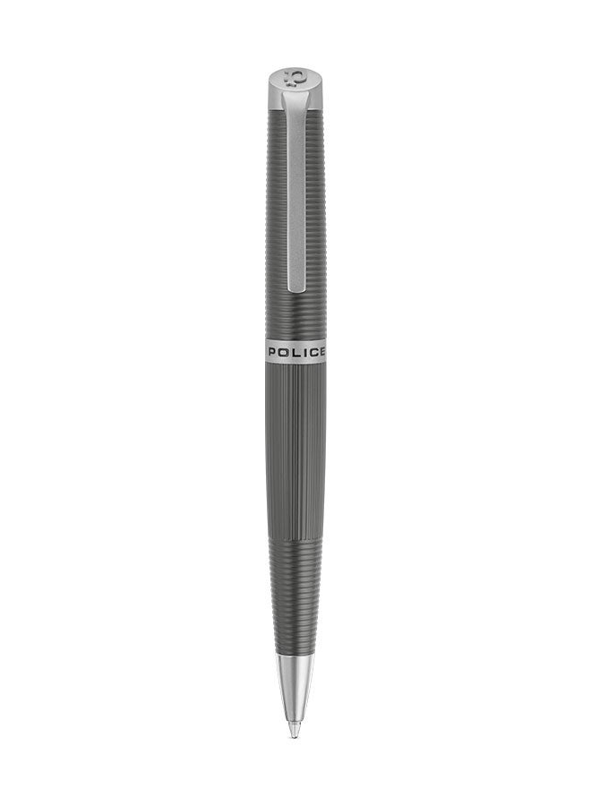 POLICE Candara Grey With Stainless Steel Trims Medium Drill Point Gents Pen 140mm - Image 1