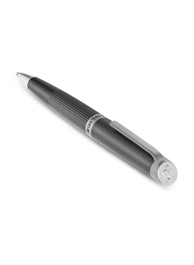 POLICE Candara Grey With Stainless Steel Trims Medium Drill Point Gents Pen 140mm